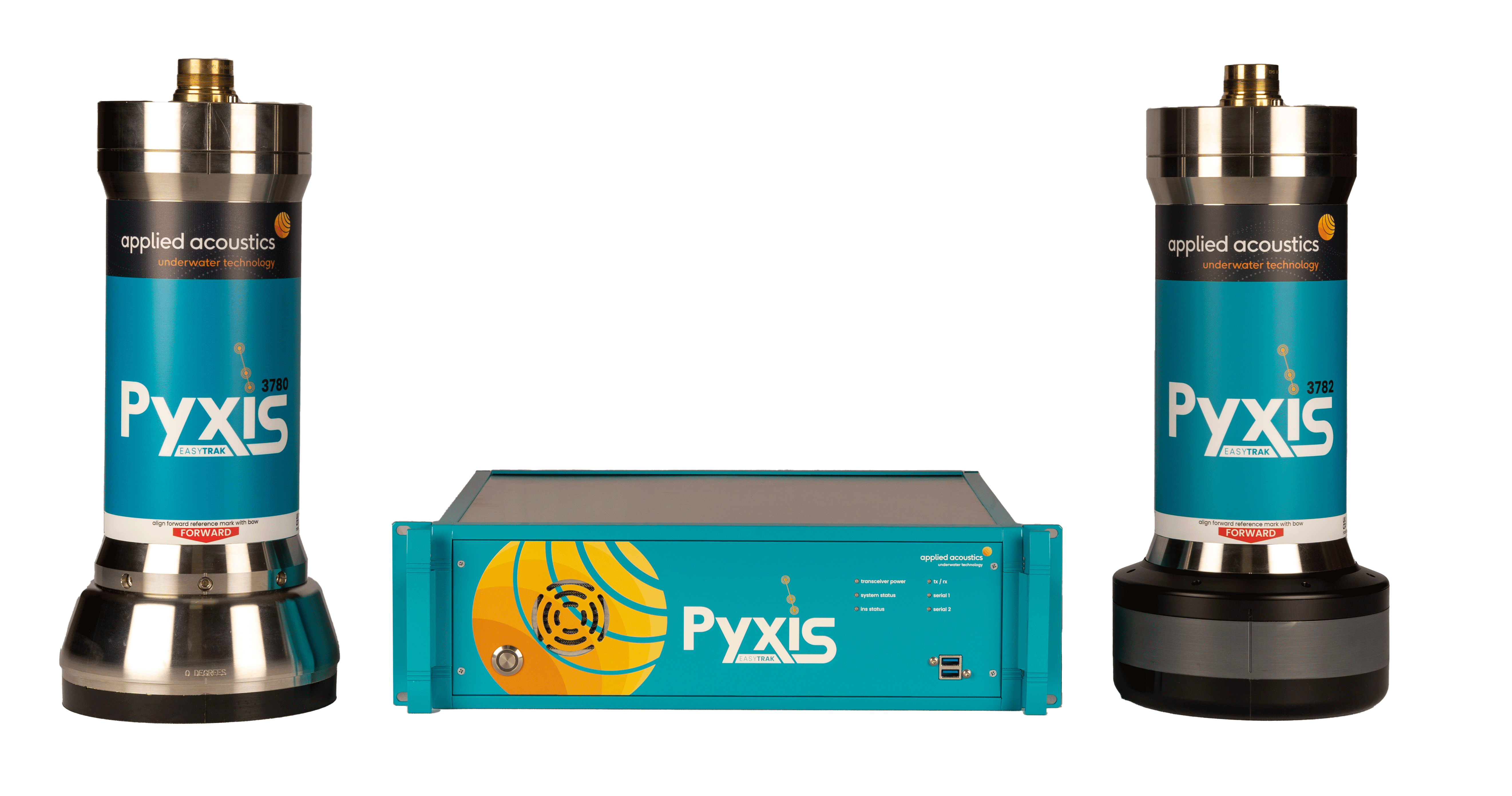 Applied Acoustics Pyxis INS + USBL Applied Acoustics Pyxis INS- und USBL-Positionierungskonsole mit direktionalen und omnidirektionalen Transceivern